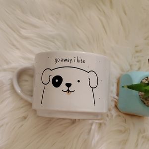 Go Away I Bite Dog White and Mint Green Mug Cup